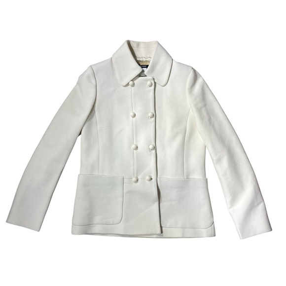 J. Crew Double-Breasted Creamy White Wool Crepe Coat Women’s Size 6 - Picture 2 of 7